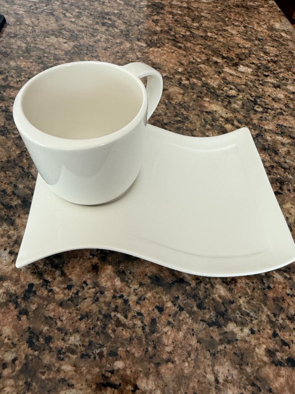 Villeroy & Boch White Coffee Cup & Snack Plate Set | Modern Porcelain Espresso T